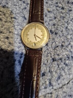 Brown Leather Strap Gold Dial Watch - Classic Dress Smartwatch Style